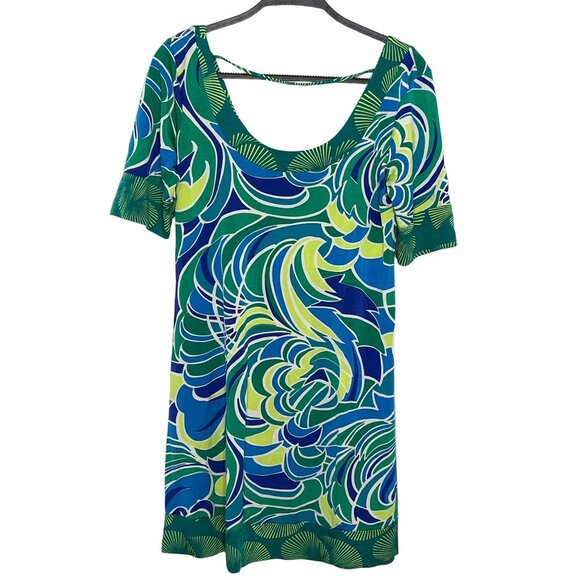 Lucidez Women’s XS (2) Green Blue Boho Shift Mini Dress - Picture 1 of 12